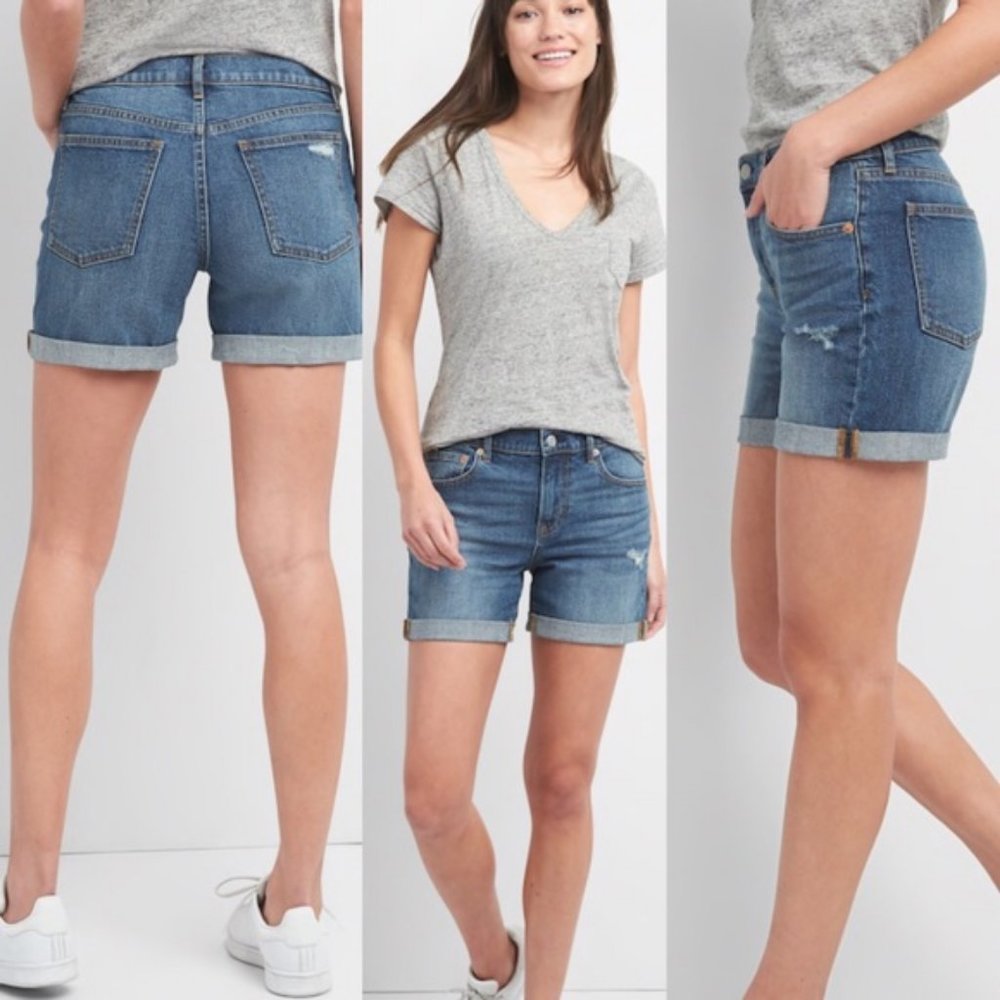 Gap 1969 Sexy Boyfriend Distressed Denim Shorts - Picture 2 of 8